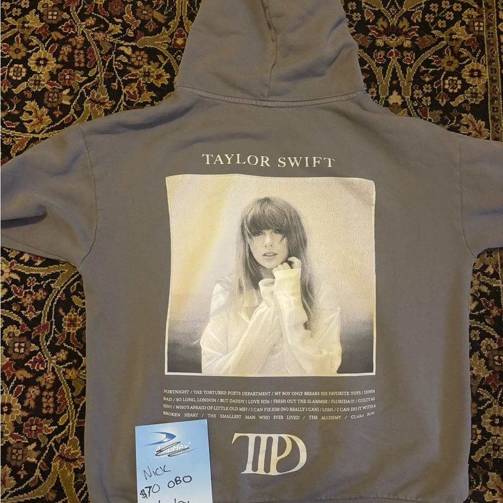 Grey Tortured Poets Department Hoodie in Large, Lightly Warn/ Like-New